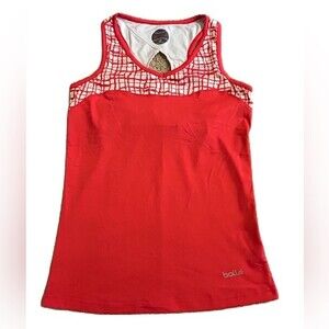 Bolle Tennis Top sz S Built in bra Red soft active athletic Racerback